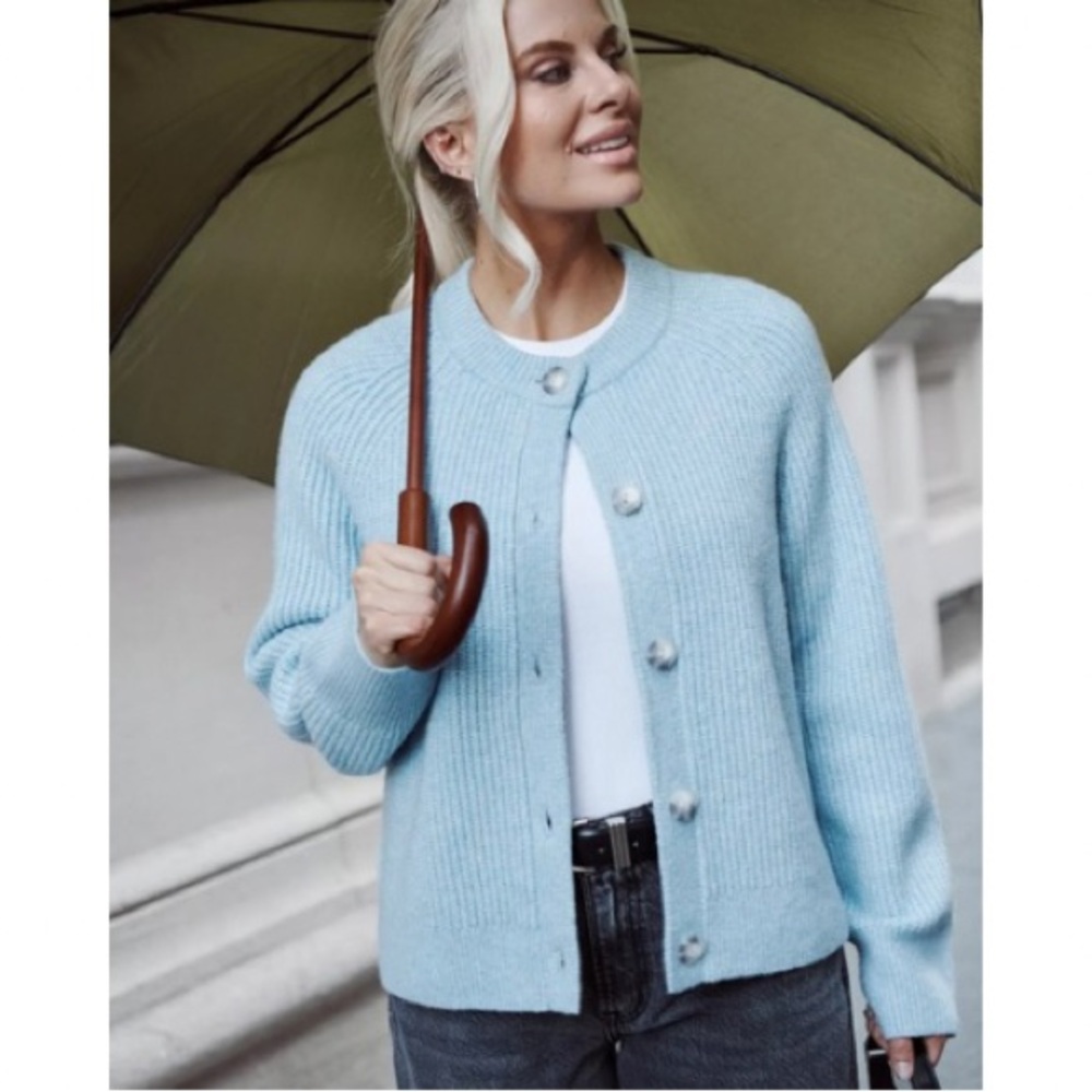 A&F x Kathleen Post Light Blue Women's Cardigan